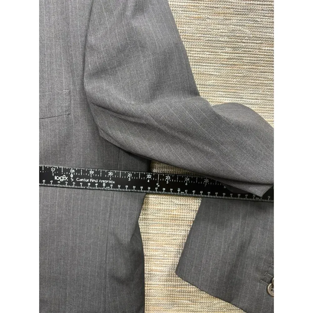 Dei Davico Blazer Mens Size 42R Gray Pinstripe Wool Suit Jacket Made In Italy